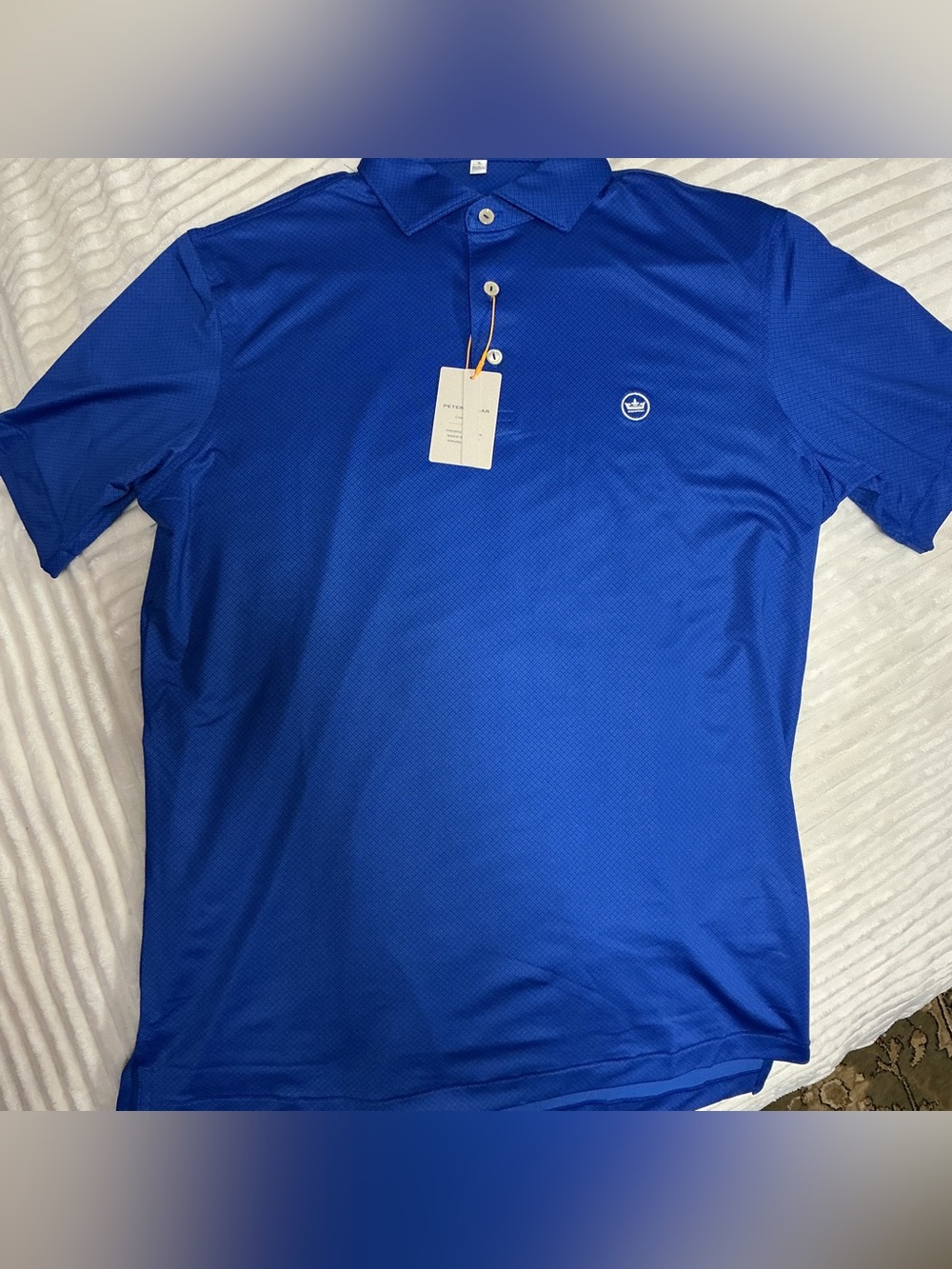 Peter Millar Men's Royal Blue Polo with Crown Emblem